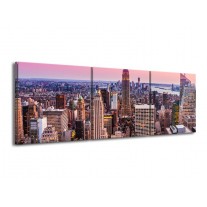 Glas schilderij Wolkenkrabber | Paars, Roze | 150x50cm 3Luik