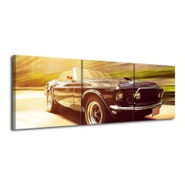 Canvas schilderij Mustang | Groen, Geel | 120x40cm 3Luik