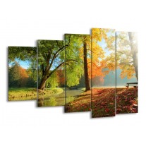 Glas schilderij Herfst | Oranje, Bruin, Groen | 150x100cm 5Luik