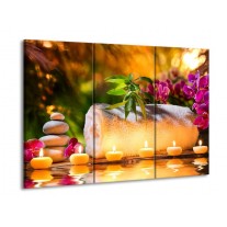 Glas schilderij Spa | Geel, Bruin, Paars | 90x60cm 3Luik
