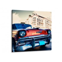 Canvas schilderij Oldtimer | Rood, Wit, Blauw | 50x50cm 1Luik