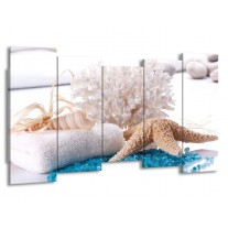 Canvas schilderij Spa | Blauw, Wit | 150x80cm 5Luik