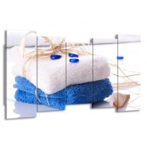 Canvas schilderij Spa | Blauw, Wit | 150x80cm 5Luik