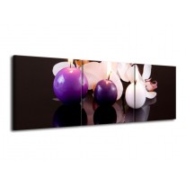 Glas schilderij Spa | Paars, Wit, Zwart | 120x40cm 3Luik