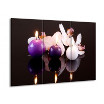 Canvas schilderij Spa | Paars, Wit, Zwart | 90x60cm 3Luik