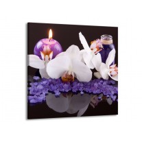 Canvas schilderij Spa | Paars, Wit, Zwart | 70x70cm 1Luik
