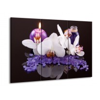 Canvas schilderij Spa | Paars, Wit, Zwart | 90x60cm 3Luik