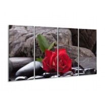 Glas schilderij Roos | Rood, Zwart | 160x80cm 4Luik
