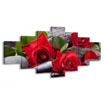 Glas schilderij Roos | Rood, Zwart, Groen | 210x100cm 7Luik