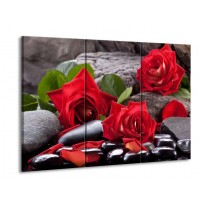 Glas schilderij Roos | Rood, Zwart, Groen | 90x60cm 3Luik
