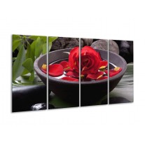 Glas schilderij Roos | Rood, Zwart, Groen | 160x80cm 4Luik