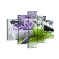 Canvas schilderij Spa | Paars, Groen, Grijs | 150x105cm 5Luik