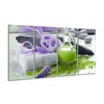 Glas schilderij Spa | Paars, Groen, Grijs | 160x80cm 4Luik