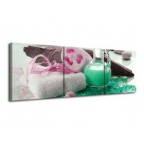 Canvas schilderij Spa | Groen, Roze | 120x40cm 3Luik