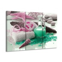 Glas schilderij Spa | Groen, Roze | 90x60cm 3Luik