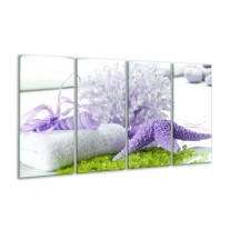 Glas schilderij Spa | Paars, Groen, Wit | 160x80cm 4Luik