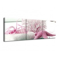 Glas schilderij Spa | Roze, Groen | 120x40cm 3Luik