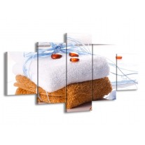 Canvas schilderij Spa | Bruin, Wit, Blauw | 150x80cm 5Luik