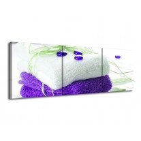 Canvas schilderij Spa | Paars, Wit, Groen | 120x40cm 3Luik