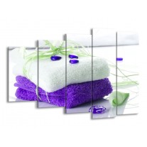 Canvas schilderij Spa | Paars, Wit, Groen | 150x100cm 5Luik