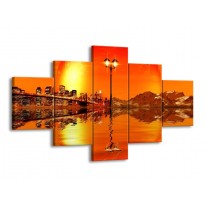 Glas schilderij Steden | Oranje, Rood, Geel | 125x70cm 5Luik