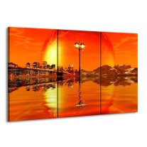 Glas schilderij Steden | Oranje, Rood, Geel | 165x100cm 3Luik