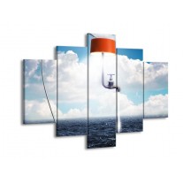 Glas schilderij Modern | Rood, Grijs, Wit | 150x105cm 5Luik