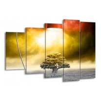 Canvas schilderij Modern | Geel, Groen, Rood | 150x100cm 5Luik
