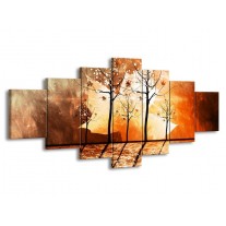 Canvas schilderij Abstract | Bruin, Oranje, Geel | 210x100cm 7Luik