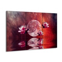 Canvas schilderij Modern | Rood, Paars, Roze | 90x60cm 3Luik