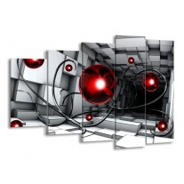 Canvas schilderij Modern | Rood, Grijs, Zwart | 150x100cm 5Luik