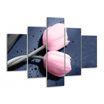 Glas schilderij Tulpen | Roze, Grijs | 100x70cm 5Luik