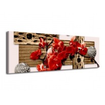 Glas schilderij Orchidee | Rood, Bruin, Crème | 120x40cm 3Luik