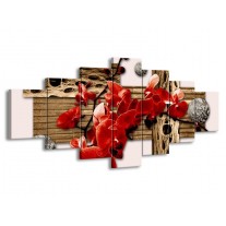 Canvas schilderij Orchidee | Rood, Bruin, Crème | 210x100cm 7Luik
