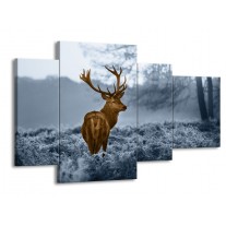 Glas schilderij Hert | Bruin, Blauw, Grijs | 120x75cm 4Luik