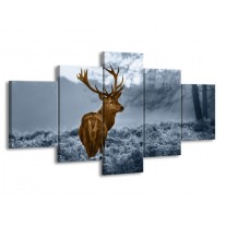 Glas schilderij Hert | Bruin, Blauw, Grijs | 150x80cm 5Luik
