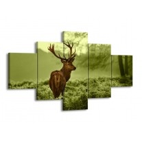 Glas schilderij Hert | Bruin, Groen | 125x70cm 5Luik