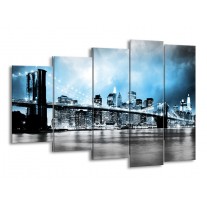 Glas schilderij Brug | Blauw, Grijs | 150x100cm 5Luik
