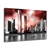 Canvas schilderij Wolkenkrabber | Rood, Grijs | 70x50cm 1Luik