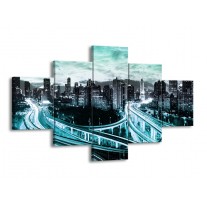 Canvas schilderij Brug | Blauw, Grijs | 125x70cm 5Luik