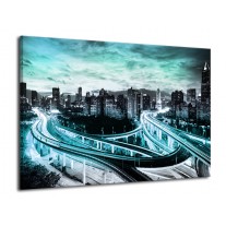 Canvas schilderij Brug | Blauw, Grijs | 70x50cm 1Luik