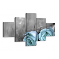Glas schilderij Roos | Blauw, Grijs | 125x70cm 5Luik