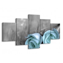 Glas schilderij Roos | Blauw, Grijs | 150x80cm 5Luik