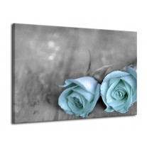 Glas schilderij Roos | Blauw, Grijs | 70x50cm 1Luik