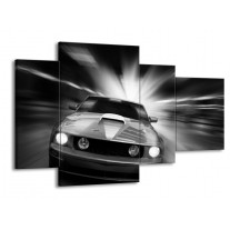 Canvas schilderij Mustang | Zwart, Grijs | 120x75cm 4Luik