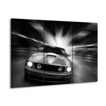 Canvas schilderij Mustang | Zwart, Grijs | 90x60cm 3Luik