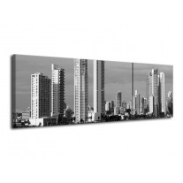 Glas schilderij Steden | Grijs, Zwart | 120x40cm 3Luik