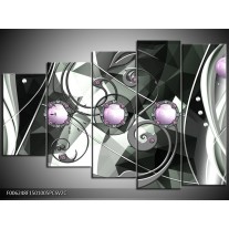 Klok schilderij Modern | Paars, Grijs, Wit | 150x100cm 5Luik