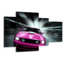Canvas schilderij Mustang | Paars, Roze, Grijs | 120x75cm 4Luik