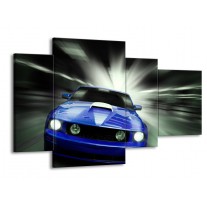 Canvas schilderij Mustang | Blauw, Grijs | 120x75cm 4Luik